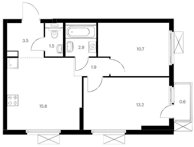 2-комнатная квартира 50.1 м², 8/14 эт., ЖК «Витебский парк»